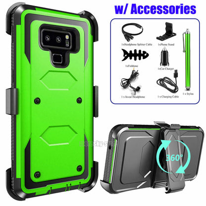 For Samsung Galaxy Note 9 Heavy Duty Clip Holder Case Cover, w/ Accessories