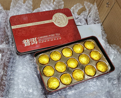 15pcs/box Yunnan Nuoxiang Pu'er Ripe Tea Iron Box Nuoxiang Mini Tuo Tea