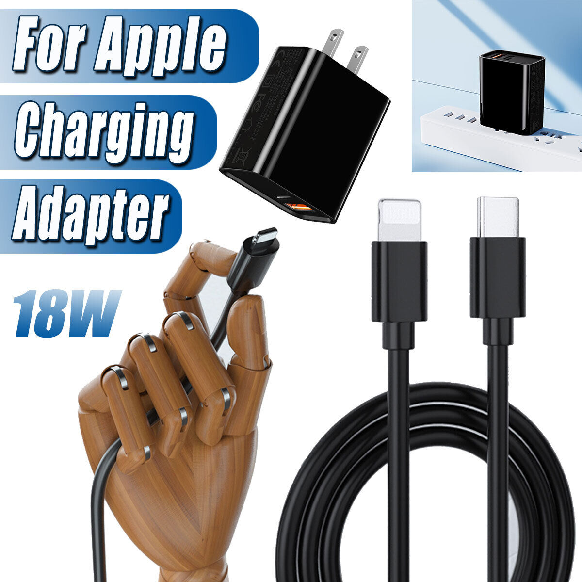 18W USB-C Quick Power Adapter Charger & 3ft Cable For iPhone SE (2020) / 2nd Gen