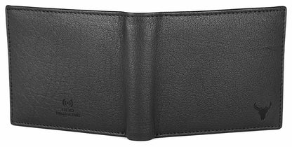 NEW BLACK BI-FOLD LEATHER MEN'S WALLET RFID PROTECTION GIFT ITEM