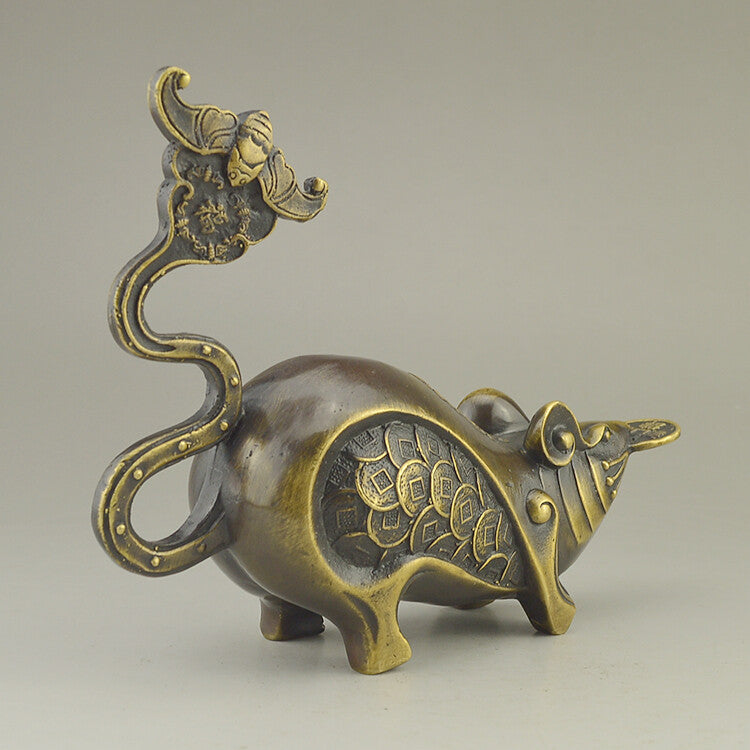 Chinese Bronze Lovely Mouse Statue Figure Collectable Home Onament Decoration