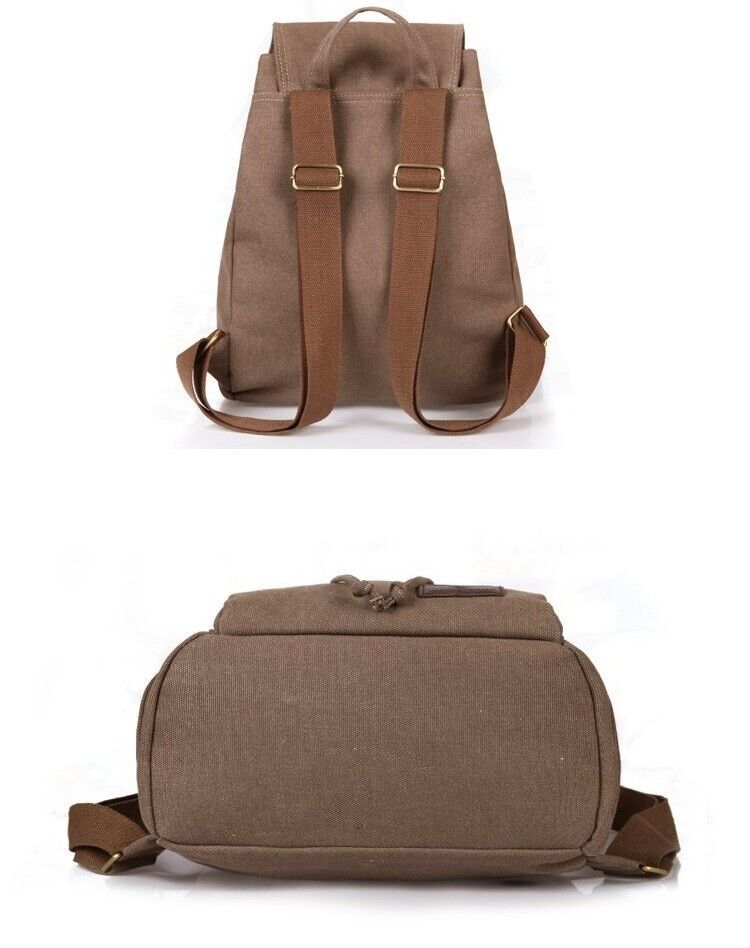 Canvas Backpack Men Women Travel Bag Hiking Rucksack Daypack