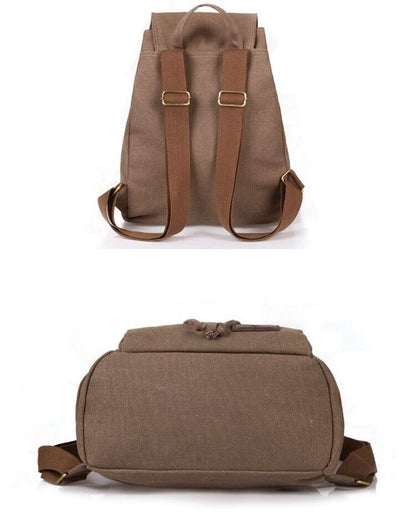 Canvas Backpack Men Women Travel Bag Hiking Rucksack Daypack