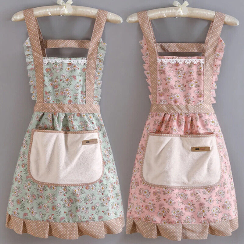 Cooking Aprons Cotton Canvas Floral Home Kitchen Fashion Thin Breathable 65x65cm