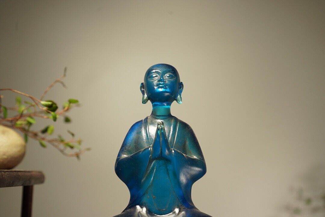 Collect China old Coloured glaze gilt carefully carve enlightenment statue BL