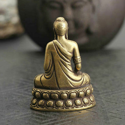 Bronze Brass Tibet Buddhism Buddhist Sakyamuni Buddha Figure Small Statue USA