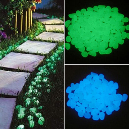 10-2000 Glow in the Dark Pebble Stone Shiny Home Garden Aquarium Fish Tank Decor
