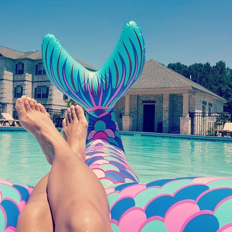 Giant Ride-on Inflatable Mermaid Fin Pool Float Beach Inner Tube (up to 200 lbs)