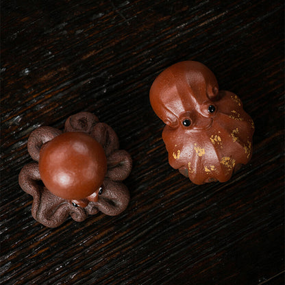 Octopus Statue Handmade Craft Yixing Zisha Tea Pet For Fishbowl Decoration Small