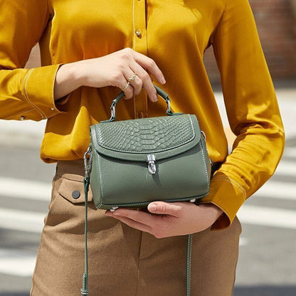 Women's Bag Genuine Leather Shoulder Bags Texture Zipper Handbags Women