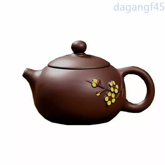 Chinese Yixing Zisha Clay Pottery Teapot Purple Handmade Plum Blossom Teakettle