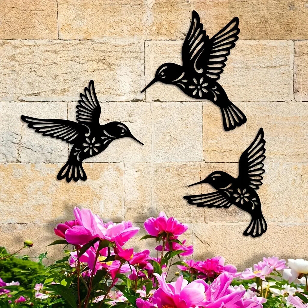 1pc Metal Hummingbird Wall Art Decor, Hollow Out Iron Bird Sculpture Waterproof