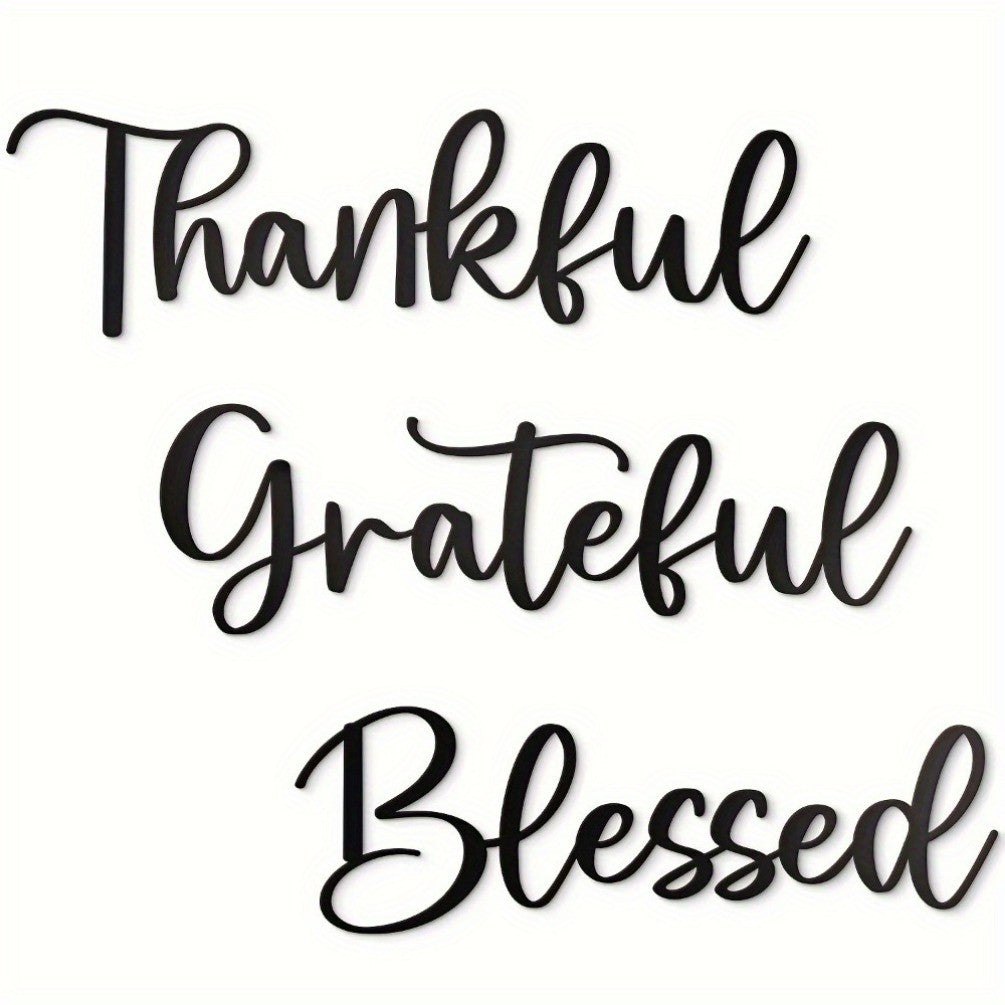 Aesthetic 'Appreciate Life' Decor CIFbuy 3PCS Black Gratitude Metal Wall Art