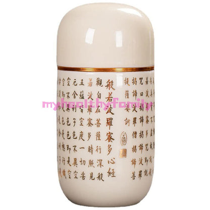 12.5cm Chinese Heart Sutra Tea Caddy Travel Portable Ceramic Tea Cans Sealed Jar