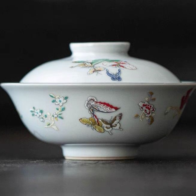 Retro Covered Bowl Japanese Tea Bowl Ingot Covered Bowl Kung Fu Tea Set