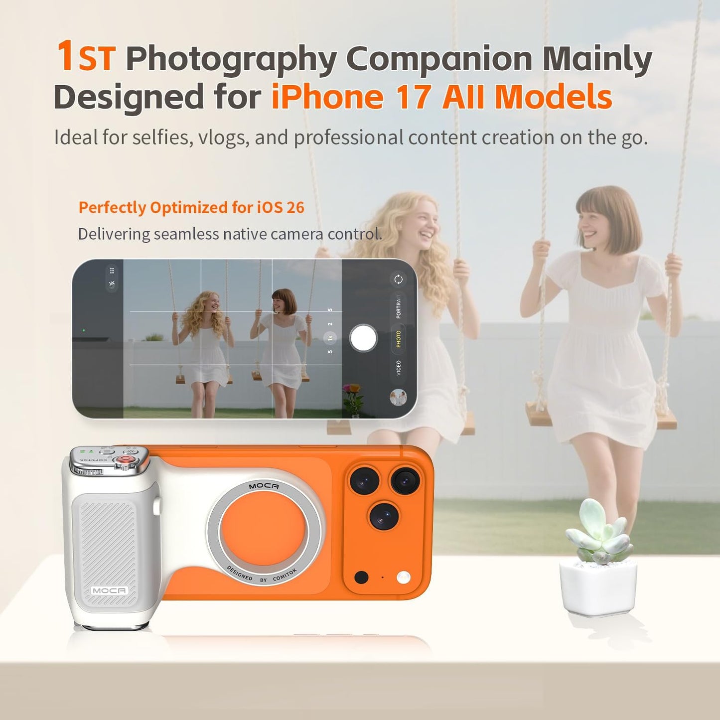MOCA Iphone 17 Pro Camera Grip No Need App for Ios26, Compatible Ios17 and Ios18