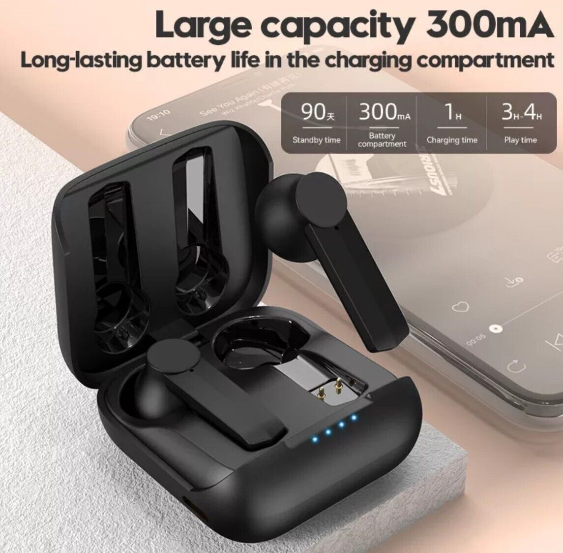 TWS Bluetooth Earbuds Waterproof Bluetooth 5.0 Headset Noise Cancelling Wireless
