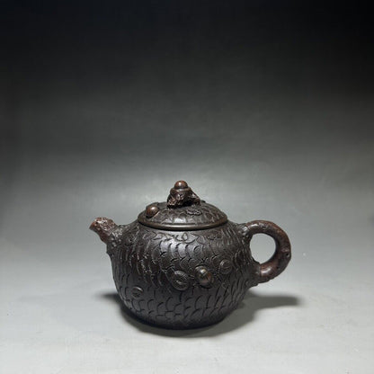 vintage chinese yixing purple clay teapot zisha ceremony carving Collectible art