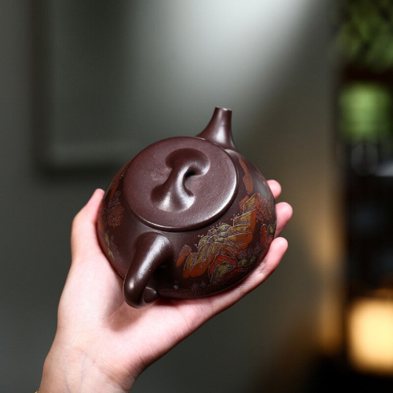 Full Handmade Tea Pot Marked Real Yixing Zisha Old Purple Clay Shipiao Pot 260ml