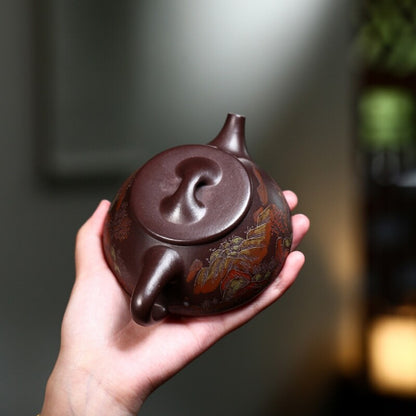 Full Handmade Tea Pot Marked Real Yixing Zisha Old Purple Clay Shipiao Pot 260ml