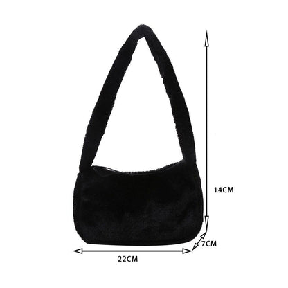 Fashion Plush Fluffy Shoulder Crossbody Handbag Vintage Portable Underarm Bags