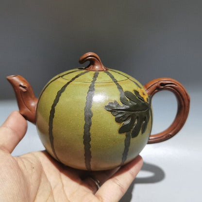 Chinese Yixing Purple Clay Teapot Zisha Handmade Ceramic Watermelon Teaware Fine