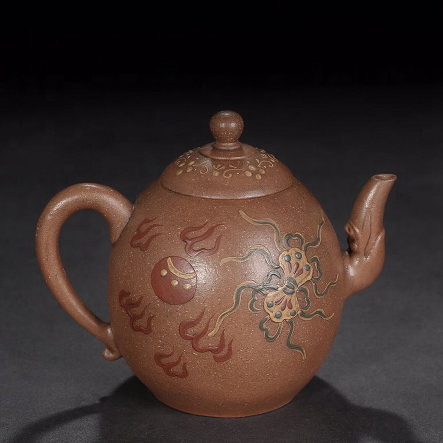 vintage chinese yixing purple clay teapot zisha ceremony painted kylin tea set