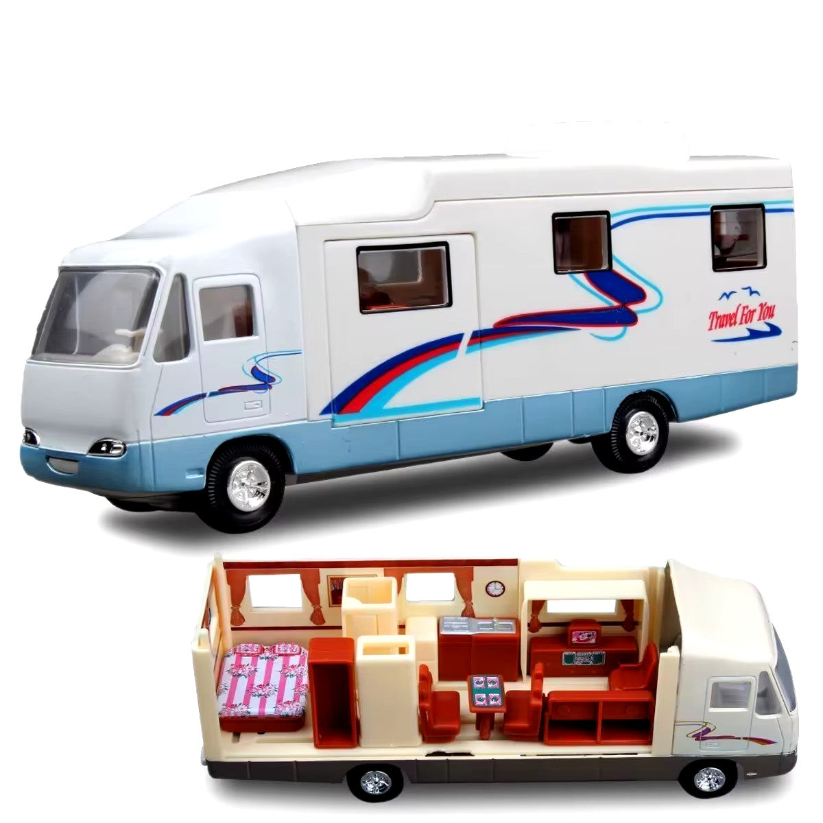1:30 Diecast Luxury RV Recreational Vehicle Car Model Metal Camper Van Motorhome
