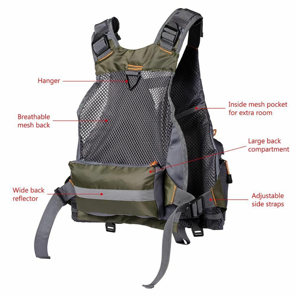 Fishing Vest Breathable Outdoor Sports Fly Swimming Adjustable Tackle Custom Fit