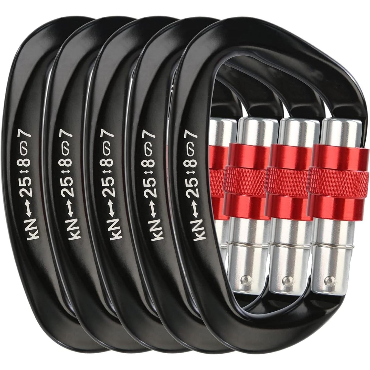 5Pcs Black 25KN Aluminum Carabiner Screw Locking Hook For Climbing Caving uq