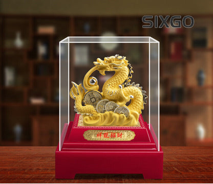 Gold Dragon Bring Wealth and Fortune Home Decoration Feng Shui Ornament