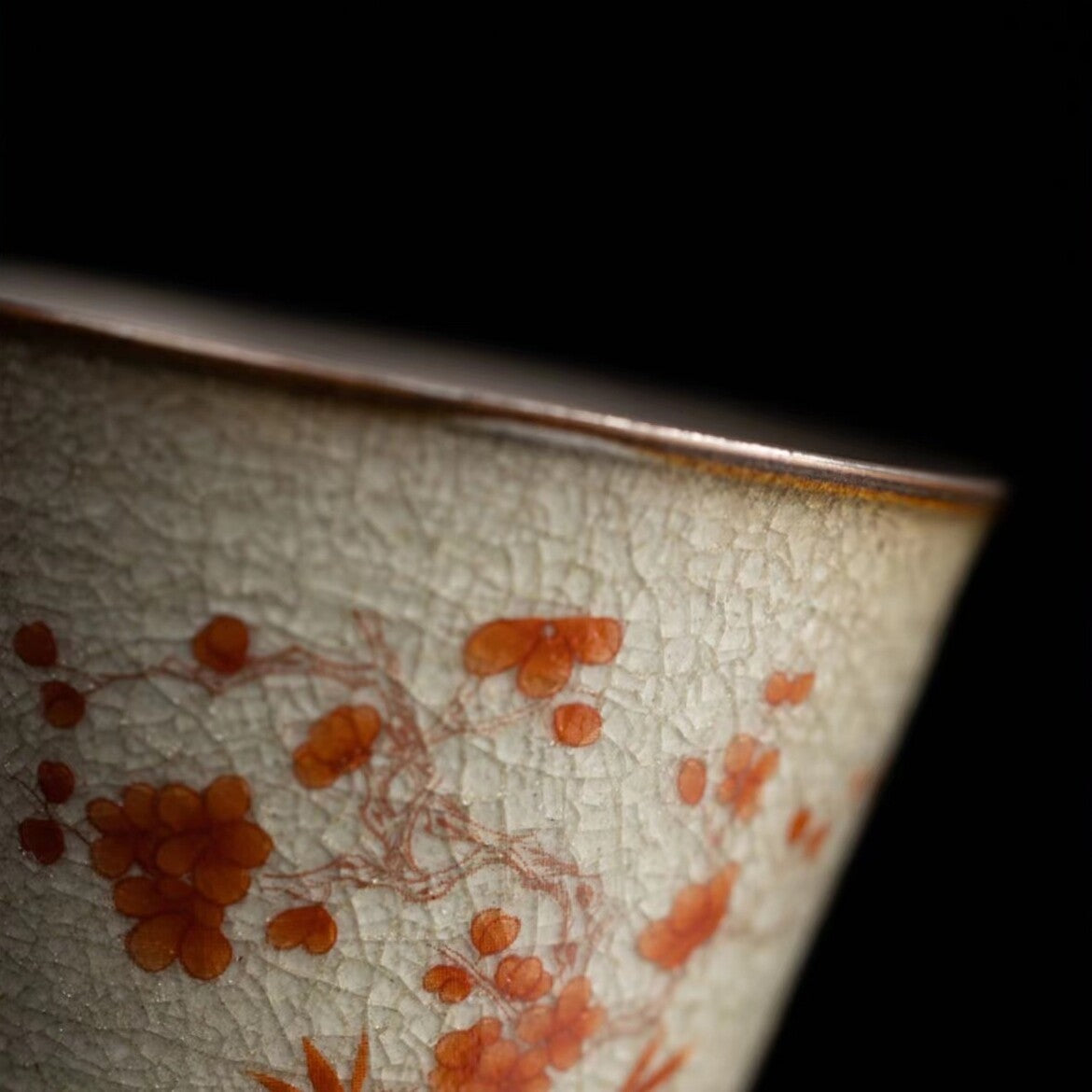 4pcs/lot Porcelain Crackle Glaze Tea Cup Handpainted Master Cup Marked 100ml New