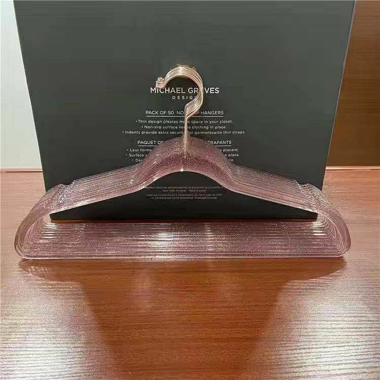 Clothes Hangers Glittering Powder Transparent Pearl Skirt Rack Plastic 40x23.5cm