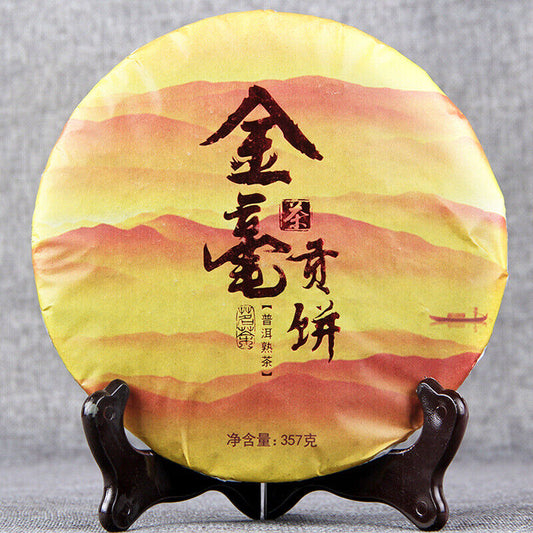 Natural Pressed Black Tea Cake Jinhao Pu-Erh Tea Cake Cooked Tea357g-