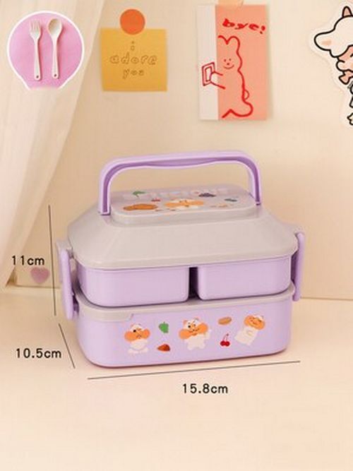 Lunch Box Kid Girls School Plastic Picnic Bento Microwave Food Container 19x13cm