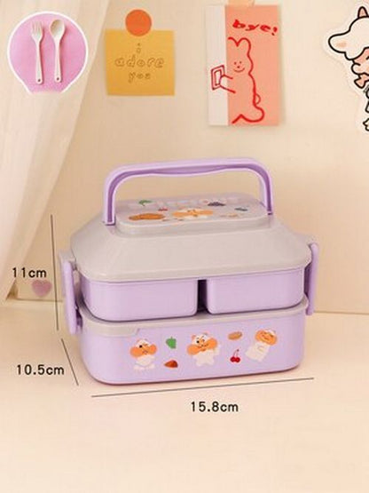 Lunch Box Kid Girls School Plastic Picnic Bento Microwave Food Container 19x13cm