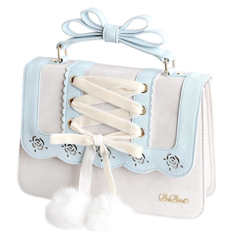 Cute Bow Shoulder Bag Red Handbag Polyester Leather Crossbody Purse 28*9*22.5 CM