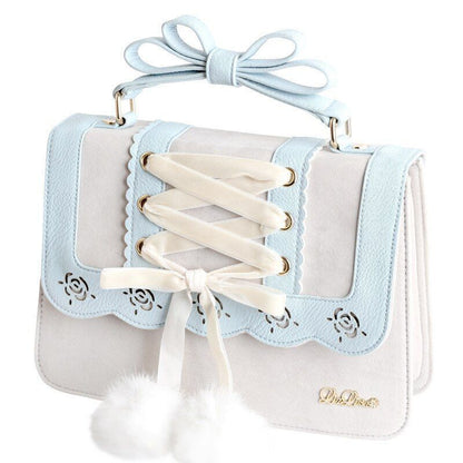 Cute Bow Shoulder Bag Red Handbag Polyester Leather Crossbody Purse 28*9*22.5 CM