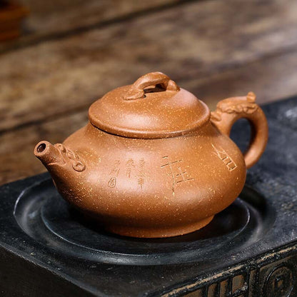 tea pot Chinese character carved freedom yixing zisha jiangpo clay pot marked