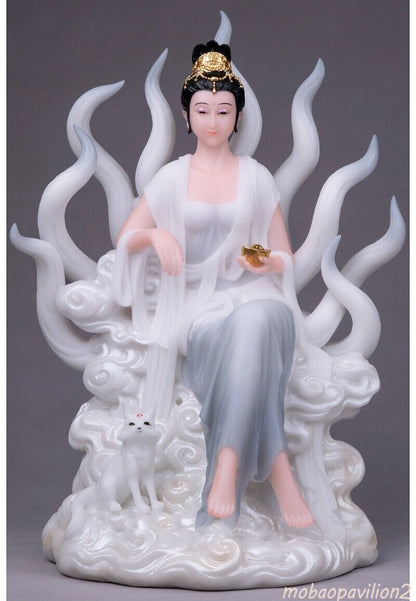 Nine Tailed Fox Fairy God Statue Marriage Love Bedroom Feng Shui Decor