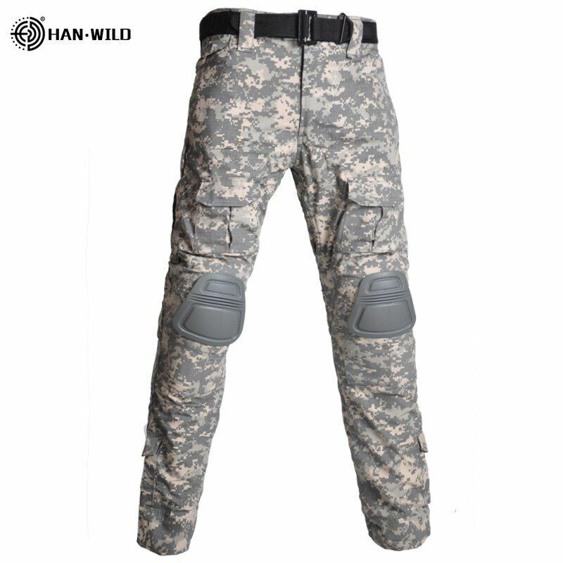 T-Shirt AND Pants Set Camouflage Suit Hiking Trousers Non Slip Silicone Elbow XL