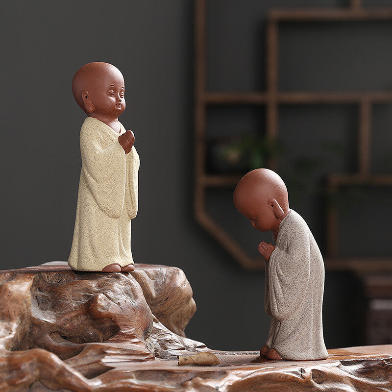 Chinese art decoration creative table ornament zisha purple clay tea pet monk