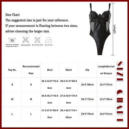 Leather Bodysuit for Women One Piece Thong Swimwear High-Cut Bathing Suits Tank