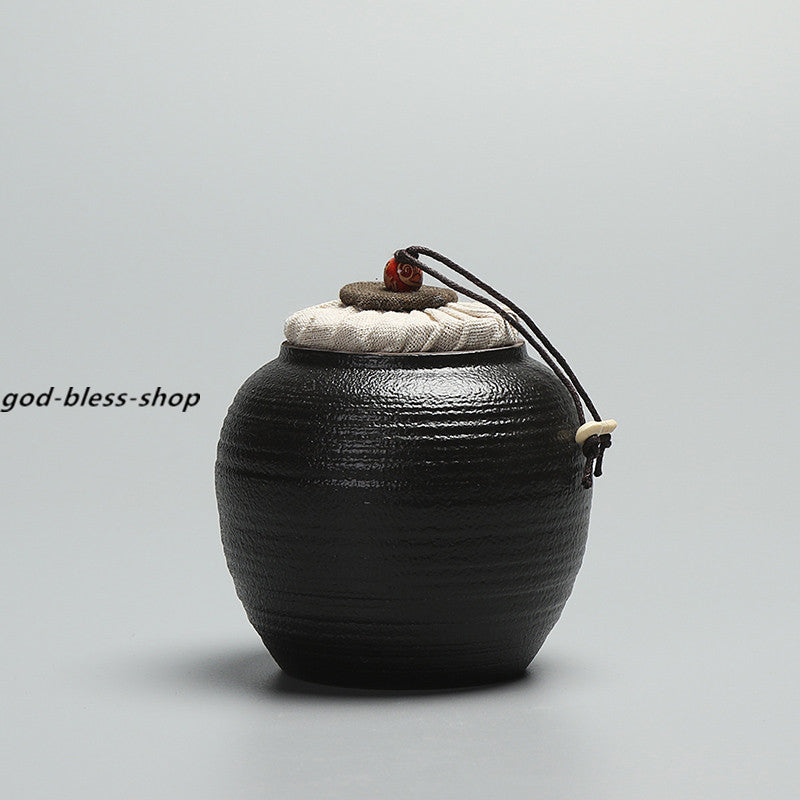 Pottery Tea Caddy Small Size Holder For Tea Chinese Ceramic Tea Canister New