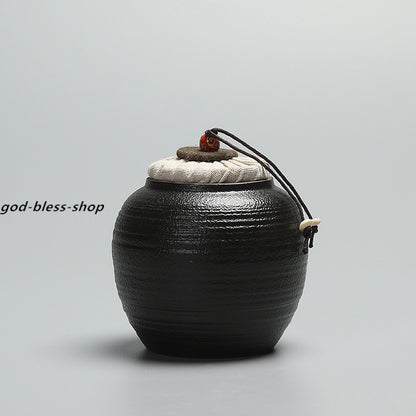 Pottery Tea Caddy Small Size Holder For Tea Chinese Ceramic Tea Canister New