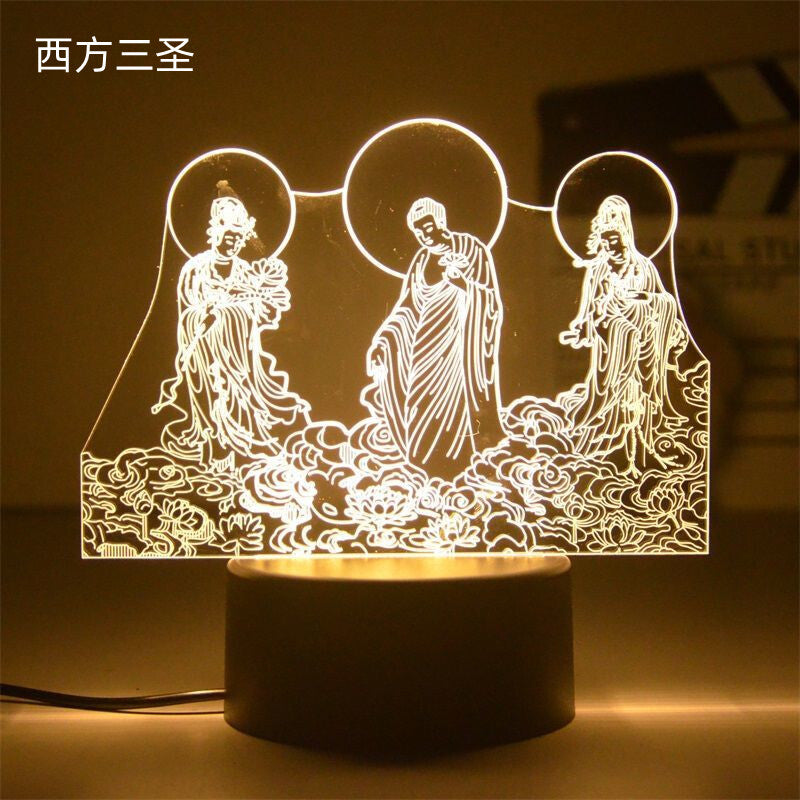 LED Night Light USB Buddha Lamp Shurangama Mantra Heart Sutra Attract Wealth