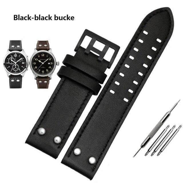 Genuine Leather Watches Straps For Hamilton Khaki Aviation H77755533 H77616533