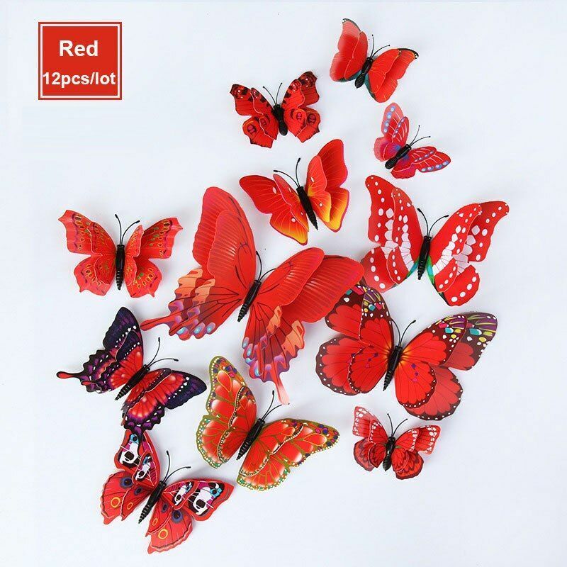 Wall Sticker 3D Double Layer Butterfly Home Decoration Decal Party Fridge Magnet