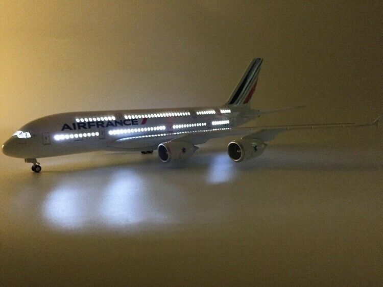 46CM AIRFRANCE AIRBUS A380 Airplane Led Sound-controlled Light Resin Plane Model