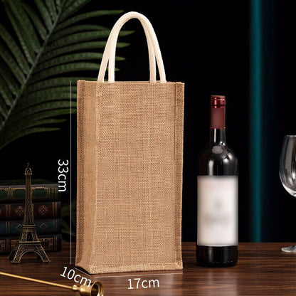 Burlap Wine Bag Packing Case Flax Clear Storage Handle Bag Red Wine Gift Bag